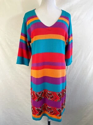 REBAJADO NUEVO CON ETIQUETAS Vestido Nanette Lepore Multicolor 100% Algodón Tejido L FUE $89 AHORA $30 Foto 1 de 4