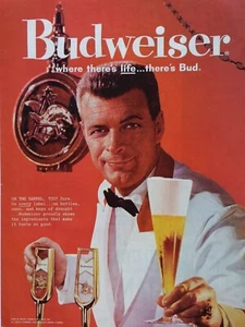 1960 vintage Budweiser print ad, where there's life there's bud.  - Imagen 1 de 1