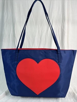 Bolso de Mano Corazón Rojo Azul Marino Cartera de Hombro Profesor de Comestibles Viaje Playa Laptop 12x16 Foto 1 de 4