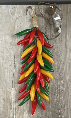 Vintage Lighted Hot Chili Peppers Red, Yellow, Green Hanging Peppers 15” RARE! - Image 1 of 4