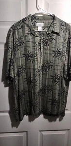 Concepts By Claiborne green/black 100% Rayon Hawaiian Shirt Sz. XL C97 - Picture 1 of 6