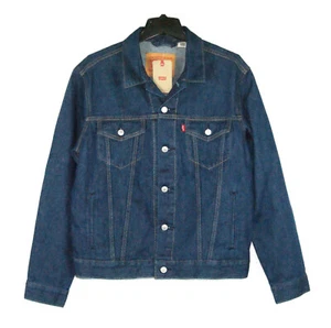 $89.50 LEVI'S TRUCKER JACKET IN MEDIUM INDIGO BLUE HEMP COTTON DENIM - Medium - Picture 1 of 8