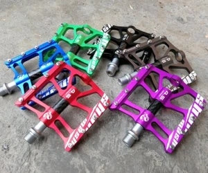 Aluminum Carbon Road MTB Mountain Bike XC Bicycle Pedal 3 Bearing Flat Pedals - Picture 1 of 18