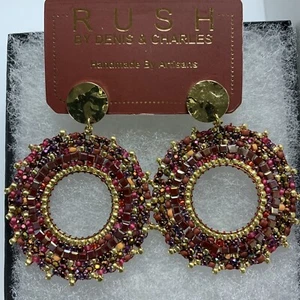 Orecchini Rush By Denis & Charles fatti a mano colori misti perline tono oro NUOVI - Foto 1 di 6