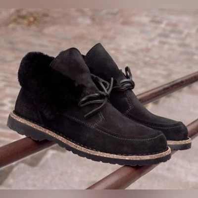 Birkenstock BAKKI Black Chic Edgy Feminine Sherpa Lined Suede Booties Size 40 - Image 1 of 4