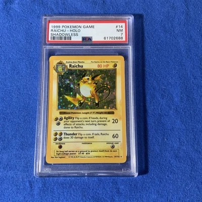 1999 POKEMON GAME RAICHU HOLO 14/102 SHADOWLESS PSA 7 - Image 1 of 2