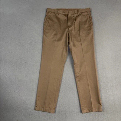 Jos. A. Pantalones Bank Hombre 33x30 Marrón Viajero Ajuste A Medida Frente Plano 100% Algodón Foto 1 de 4