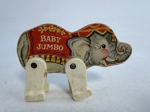 Elefante in legno vintage 1963 Fisher-Price BABY JUMBO #902 di Junior Circus - Foto 1 di 5