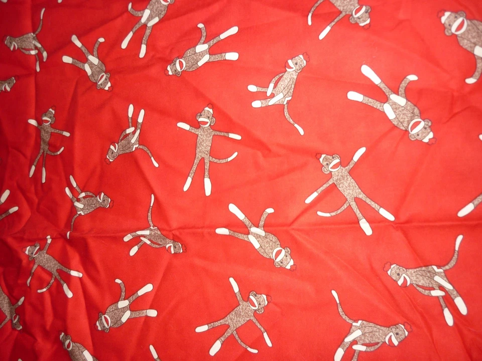Sock Monkey Quilt Fabric By Erin Michael Of Moda Fabric Plastic #15071 43"x 1yd - Image 1 of 3