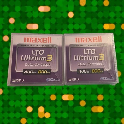 Lote de 2 nuevas cintas de cartucho de datos selladas Maxell LTO3 LTO-3 Ultrium 3 400 GB/800 GB Foto 1 de 3