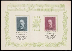 Bohemia y Moravia 138/39 60. Fallecimiento de Friedrich Smetana, hoja de joyería - Imagen 1 de 1