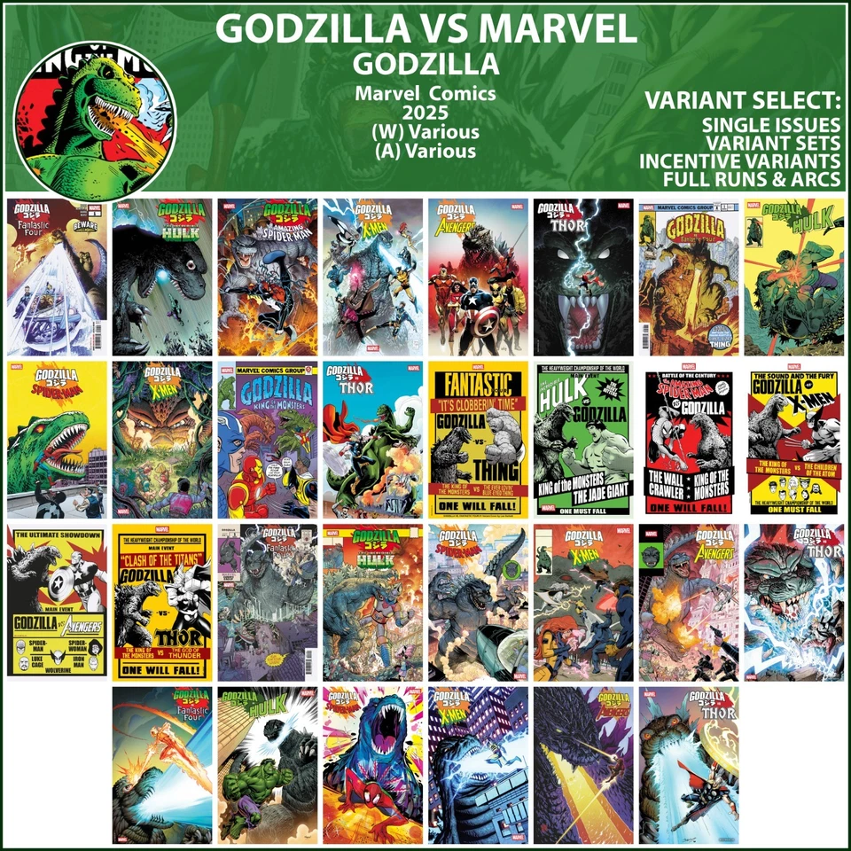 Godzilla vs. Marvel (2025) Fantastic Four Hulk X-Men Marvel Comics COVER SELECT - Image 1 of 1