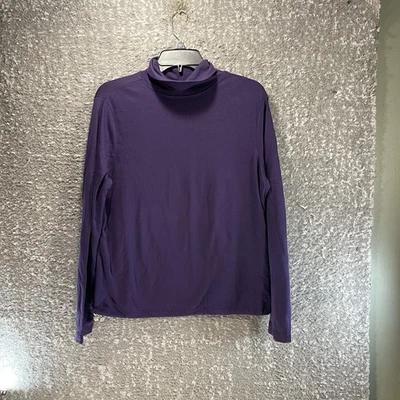 L.L. Blusa Bean Manga Larga Cuello Tortuga Algodón Pima Púrpura Preppy Clásica Grande Foto 1 de 4