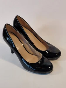 Nine West Women's Black Patent Faux Leather High Heel Platform Pumps Size 6.5M - Picture 1 of 9