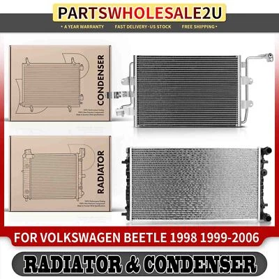 2x Radiator & AC Condenser Cooling Kit for Volkswagen Beetle 1998 1999 2000-2006 - Image 1 of 4