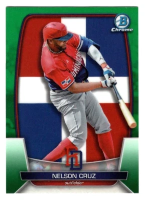 Nelson Cruz 2023 Bowman Chrome WBC Green Refractor SP 62/99 Dominican Republic - Image 1 of 2
