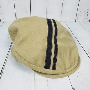 Flipside Hats Newspaper Boy Cap Hat  Beige Black Stripes Adult One Size Elastic - Picture 1 of 8