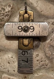 Artisan Handcrafted Steel Brass Carpenter Ruler Cross Pendant Up cycle Vintage - Picture 1 of 3