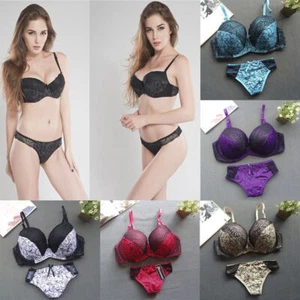 Women's Lace Bra Set Sexy Lingerie Bra and Panties Push Up Underwire Bra 34-42 - Picture 1 of 44