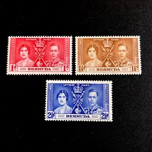 1937 BERMUDA CORONATION STAMPS-KING GEORGE VI & QUEEN ELIZABETH-MINT - Picture 1 of 2