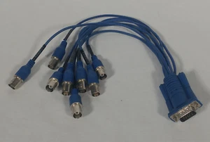 VGA HD 15 Pin 3 Row Male To 8x BNC Female Connector 8 in 1 CCTV Video Cable Plug - Picture 1 of 5