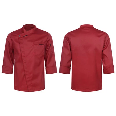 Womens Mens Chef Restaurant Tops Collar Coat Hotel Uniform Patchwork Shirt Work - Image 1 of 3
