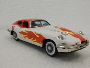 60s Jaguar XK-E Speed Demon Tin Friction 8" Toy Car Bandai Japan Vintage Flames - Picture 1 of 8
