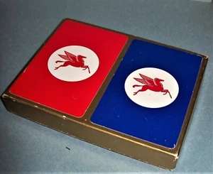 Vintage Gemaco Mobil Gas Pegasus Playing Card Box W/ 2 Decks Of Cards - Picture 1 of 2
