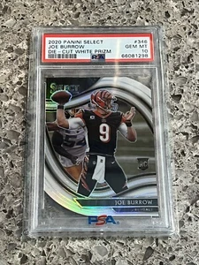 Joe Burrow 2020 Select White Prizm Troquelado Nivel de Campo RC #346 PSA 10 GEMA COMO NUEVO - Imagen 1 de 2
