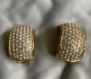 Orecchini Christian Dior tono oro bianco pavè cristallo clip on - Foto 1 di 4