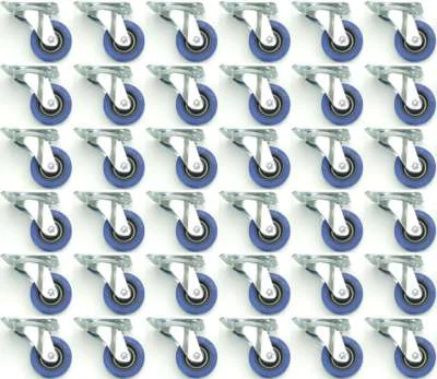 36 Stück 80 mm SL Gummi Rollen Blue Wheel Transportrollen Lenkrollen Lenkrolle - Bild 1 von 4