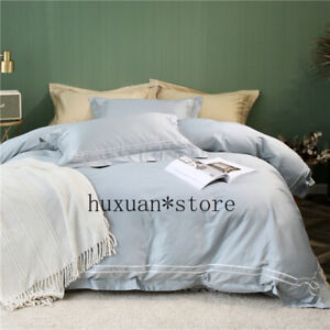 Luxury Egypt Cotton Quiet Elegant Pure Bedding Set Embroidery Silky Duvet Cover
