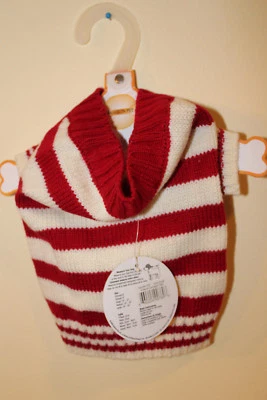 Moda Mascota Cuello en V Cárdigan Rojo y Blanco Rayas Suéter Pequeño Nuevo Foto 1 de 2