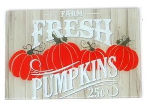Fall Farm Fresh Pumpkins Glass Cutting Board Autumn 11 3/4" x 7 3/4" - Picture 1 of 2