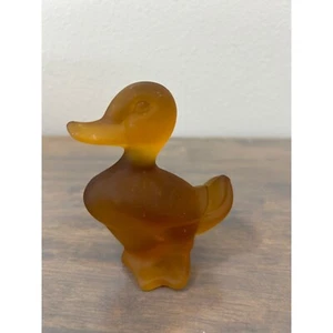 Vintage Fostoria Glass Duck Amber Frosted Satin Finish 4" - Picture 1 of 9