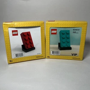 Lego 6346101 and 6313287 - Teal and Red Buildable 2x4 brick VIP promotion - NEW - Picture 1 of 9