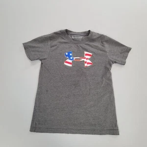Under Armour Shirt Boys Size 6 Gray Athletic Outdoors Heat Gear Gym Youth Kids - Picture 1 of 8