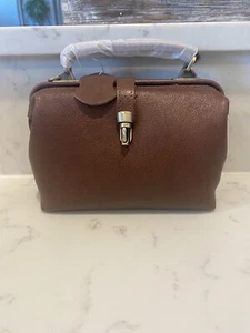 BROWN LEATHER DOCTOR BAG HANDBAG PURSE NEW - Picture 1 of 8