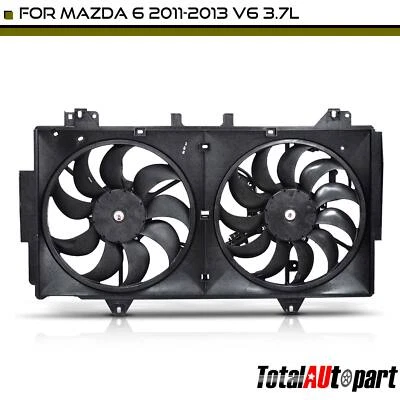 Ventilador de refrigeración de radiador doble con conjunto de cubierta para Mazda 6 2011 2012 2013 V6 3,7 L Foto 1 de 4