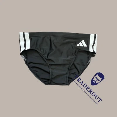Adidas Hombre Negro Rayas Natación Brief Traje De Baño Talla 28 30 32 34 36 Foto 1 de 4