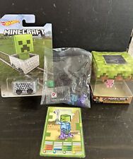 Lot Minecraft MINE CRAFT Figure, Hot Wheel Creeper Cart, Card Collectible Toys