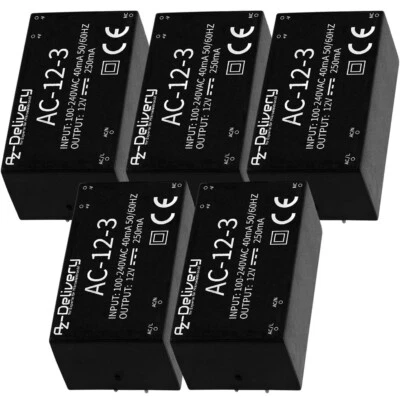 5x Mini Power Supply 220V to 12V AC/DC 5 Volt Converter IOT Arduino Raspberry Pi - Image 1 of 4