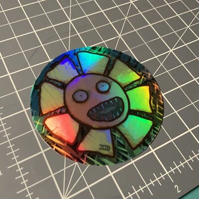 "Pegatina de vinilo holográfica Sick Flower 3"" extraña psicótica JDB dementeda Lenore Zim" Foto 1 de 4