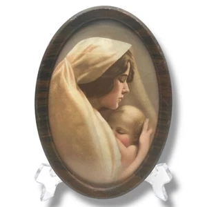 ANTIQUE William H Partridge Mother & Child Art Photo/Lithograph Metal Oval Frame - Picture 1 of 5