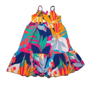 J.CREW CREWCUTS GIRLS MULTICOLOR TROPICAL PRINT COTTON SUMMER DRESS Sz XXL - Picture 1 of 6