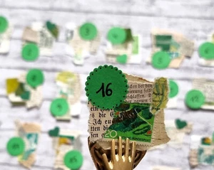 Zahlen Nummer Adventskalender Grün Collage Papier Upcyling Nachhaltig Eco Deko - Bild 1 von 6