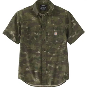 CARHARTT MENS RELAXED FIT CANVAS SHORT SLEEVE CAMO SHIRT SIZE LARGE - Picture 1 of 3
