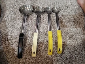 Stainless Steel Commercial Serving Spoon Ladle Set of 4 Plastic Handles - Picture 1 of 9
