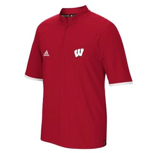 CAMISA JERSEY WISCONSIN BADGERS ADIDAS SIDELINE CLIMALITE 1/4 PUNTO CON CREMALLERA ROJA HOMBRE - Imagen 1 de 1