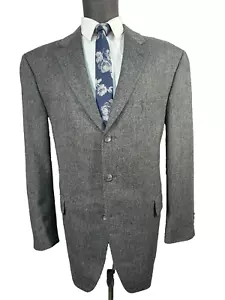 IZOD Mens Gray HERRINGBONE WEAVE Wool Classic Fit Sport Coat Blazer Jacket 46R - Picture 1 of 9